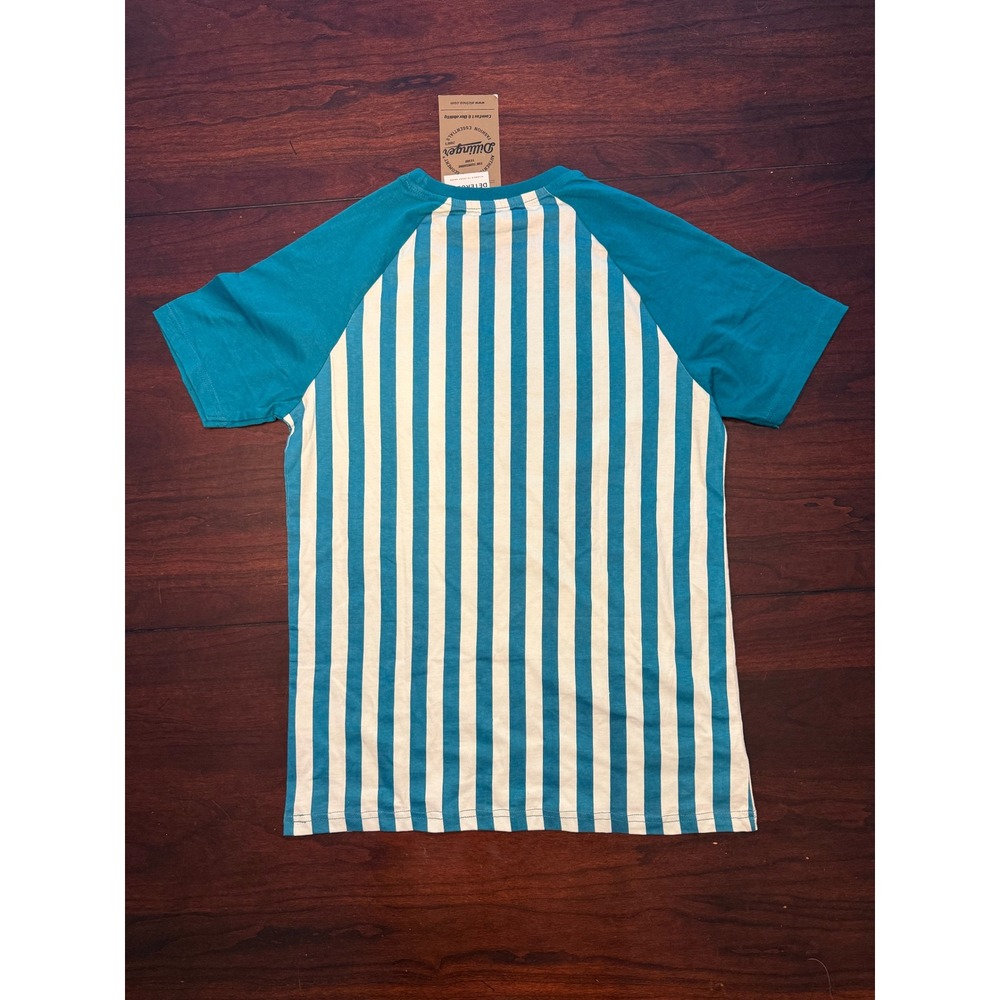 Dillinger Mens Teal White Striped Raglan Short Sleeve T-Shirt Size M NWT